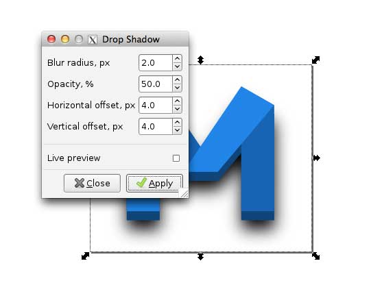 Drop shadow tool in Inkscape.